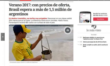 Jornal Clarín repercute expectativa da Embratur para o verão